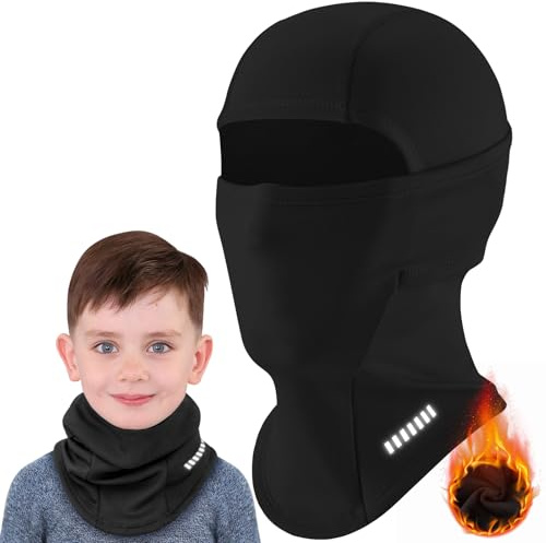 VOBUKE Passamontagna Invernale Bambini 7-13Anni, Multifunzione Antivento Caldo Maschera da Sci per Ragazzi Ragazze Antivento Balaclava Traspirante Berretti Cappello con Scaldacollo per Sport Aperta