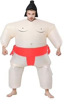 FXICH Uppblåsbar kostym för vuxna, uppblåsbar sumodräkt för Halloween, uppblåsbar sumobrottare, sumodräkt för vuxna, uppblåsbar kostym (vuxen 150-190cm) RÖD