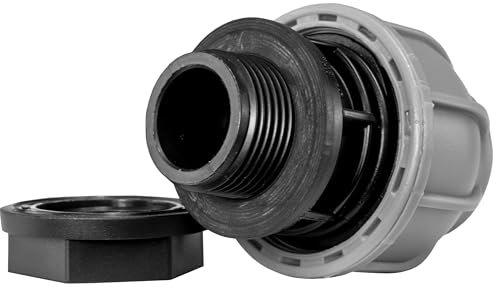 B2C MDPE 20mm 25mm Nut & Washer Water Butt Storage Tank MDPE Pipe Connector | Heavy-Duty Tank Fitting for Water Barrels, Rainwater Harvesting, Irrigation Systems, and Garden Plumbing (25mm)