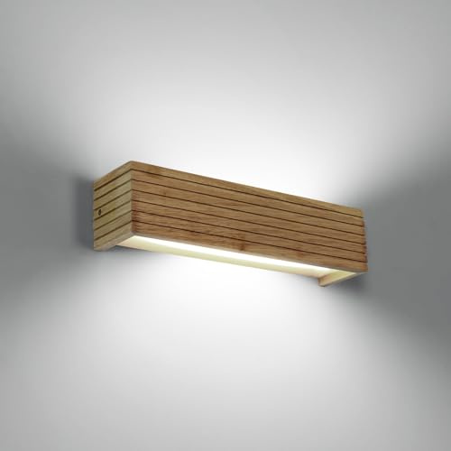 Pheashine 18W LED Wandleuchte Holz Modern, 6500K Kühles Weiß | Lange Wandlampe Modernem Holzdesign für Schlafzimmer, Wohnzimmer, Flur und Treppen