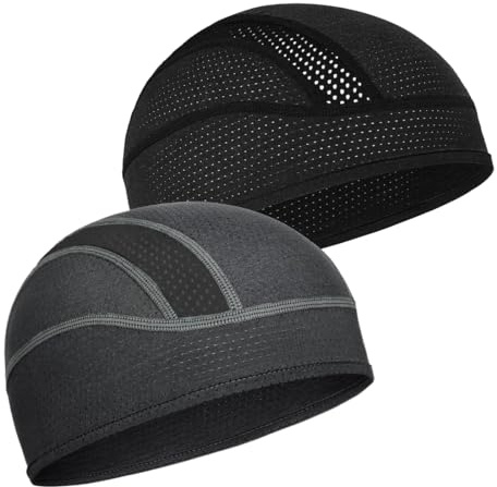 GGUFAY Sottocasco Moto, 2 Pezzi Sottocasco Moto Estivo, Sottocasco Bici Estivo, Bandana Sport, Traspirante sotto Casco Cuffia da Ciclismo, Berretto Sport Uomo Donna