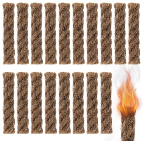 GOSHIES Wicks Zunder für Feuerstahl 18 Stück Zunderschnüren Outdoor Feueranzünder Feuerstein Survival Feueranzünder für Trekking Bushcraft Kamin Grill