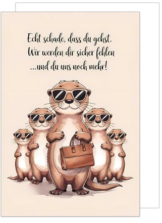 Edition Seidel Premium XXL Maxi Glückwunschkarte zum Abschied mit Umschlag Format DIN A4. Abschiedskarte mit Spruch Grußkarte Ruhestand Jobwechsel Arbeit Kollege Kollegin Freunde Otter (A4-AS1004)