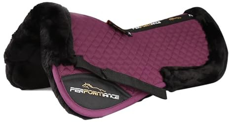 Media almohadilla inglesa de lana con amortiguación para silla de montar - Cómoda manta con diseño de media almohadilla(purple,M)