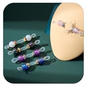 QWALIT 5pairs Dainty Fake Nipple Piercing Fake Nipple Rings Adjustable Elastic Nooses Silicone Ball Cute Dainty Pearl non-Piercing Faux Body Jewelry for Women Comfortable Valentine's Day