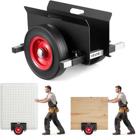 VEVOR Carro Portaplacas, Carga 453,6 kg, con Ruedas de Goma, Rodillo para Placas, Ayuda para el Transporte de Placas de Acero, Colchones, Puertas y Paneles de Yeso, Negro, 412 x 450 x 300 mm