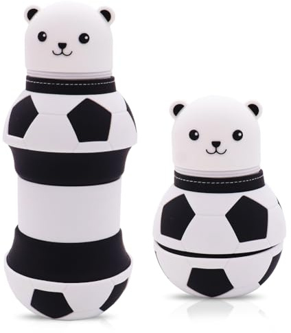 JynxtoyZeal Silikon Federmäppchen mit Tierdesign 2-in-1 Schulmäppchen Federmappe & Stiftehalter Schlampermäppchen für Schule, Schwarzweiß (Fußball)