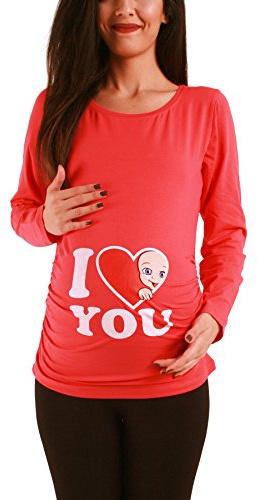 M.M.C. Kärlek – roligt roligt sött mammamode mammaskjorta graviditetströja sweatshirt med motiv för graviditet, långärmad, Korall, L