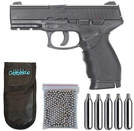 Outletdel ocio Pistola perdigon Norica NAC 1701. 3 Julios Potencia. + Funda Portabombonas + Balines + Bombonas co2. 23054/29318