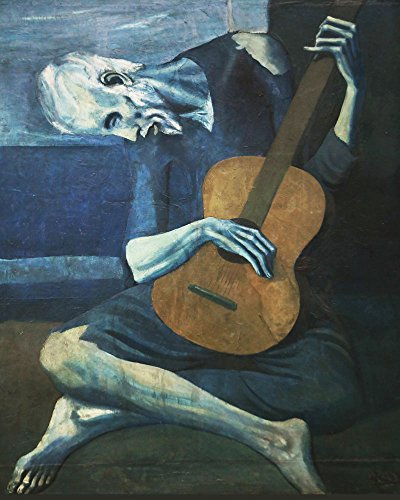 Der alte Gitarrenspieler von Pablo Picasso 1903 Picasso Kunst Picasso Gemälde großes Gemälde modernes Gemälde Der Mann mit der blauen Gitarre Gemälde (40 x 50cm)