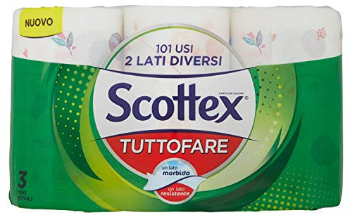 Scottex Tutto Fare, Carta Da Cucina, Morbida e Resistente, Ultra assorbente, Con Carta certificata FSC, 3 Rotoli