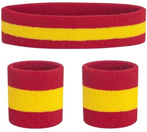 FACATH Randigt svettbandsset sport pannband armband-set frottéarmband sportövning basket armband pannband