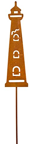 Blümelhuber Großer Leuchtturm Edelrost Gartenstecker - Hochzeitsdeko - Rost Deko Figuren für den Garten, den Balkon oder die Haustüre - Grabdeko - 28 cm