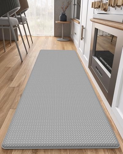 COLOR&GEOMETRY 10mm Tappeto da Cucina Antifatica - 44x240cm, Impermeabile, Antiolio e Antiscivolo, Imbottitura Morbida in Memory Foam, Ideale per Zona Lavello e Piano Cottura, Grigio