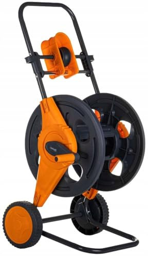 Schmith - Avvolgitubo senza tubo - Avvolgitubo per irrigazione - Avvolgitubo stabile per tubo dell'acqua da 1/2 pollice, fino a 60 m - con guida tubo per avvolgimento regolare - Telaio in metallo