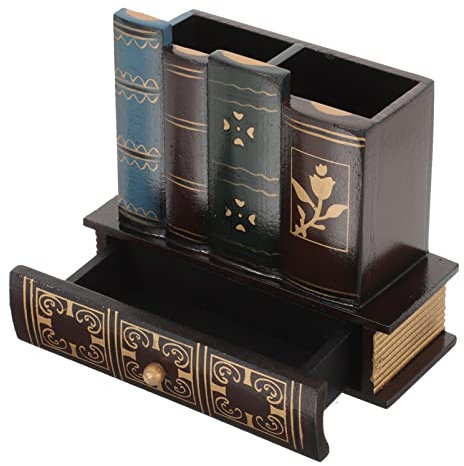 Housoutil Retro Kreativer Stifthalter Schreibtisch-organizer Im Retro-stil Dekorative Bibliotheksbücher Desktop-organizer Stifthalter in Buchform Stiftbecher Desktop-box Lagerung