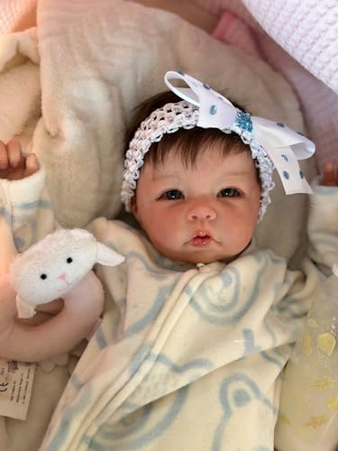 Zero pam Reborn Baby Puppen Mädchen 50 cm Lebensecht Neugeborene Baby Silikon Vinyl Baby Puppe Weicher Körper mit Echthaar Für Mädchen ab 3 Jahren mit Fütterungsflasche & Schnuller