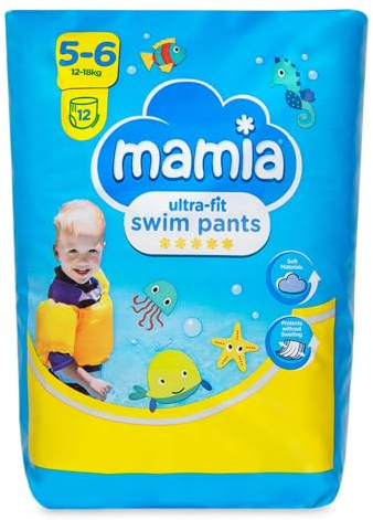 N Mamia Ultra-Fit Swim Pants Size 5-6 - Pack of 12 | Leak-Proof, Comfortable, and Stylish Swim Diapers