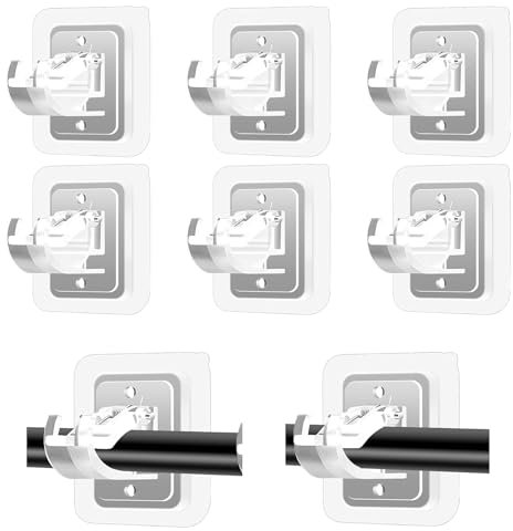 8 Pcs Curtain Rail Brackets, Curtain Hooks, Self Adhesive Curtain Hooks, No Drill Curtain Pole Brackets, Self Adhesive Curtain Rod Bracket Holder, Curtain Pole Brackets For Bedroom Kitchen Bathroom