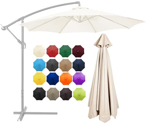 Gartenschirm Stoff Ersetzen 2/2.7/3/3.50m 8 Streben, UV-Schutz Ampelschirm Ersatz-Bezug, Wasserdicht Sonnenschirmbezug Ersatzbezug Für Balkon, Pool Und Strand(Beige,300CM(9.8FT))