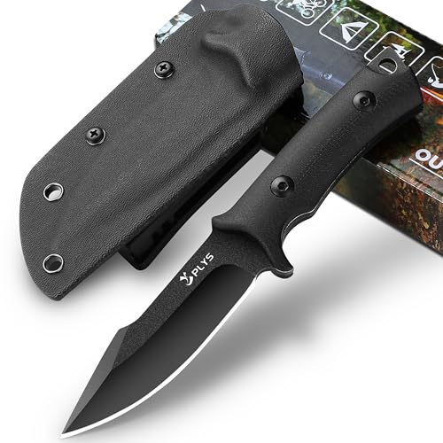 Plys Coltello da Sopravvivenza per Esterni, da Campeggio, in Acciaio 440c, Coltello da Cintura Edc, Impugnatura in G10 Con Fodero in Kydex, Adatto per Campeggio, Pesca, Escursionismo, Caccia