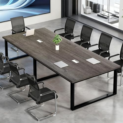 Mesa De Conferencias Grande - Mesa De Reuniones Para Oficina Con Tablero De Madera Maciza Y Caja De Cable, Escritorio Largo Para Sala De Juntas O Formación, Múltiples Colores (sillas No Incluidas)