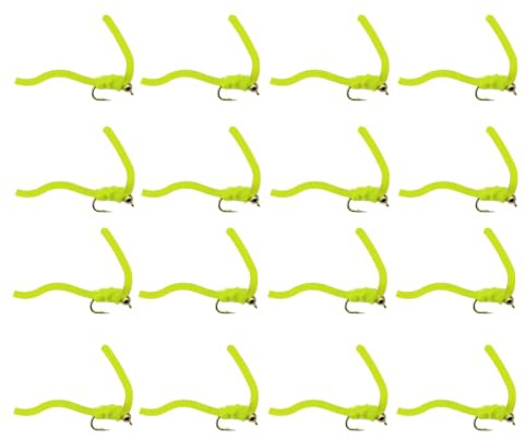 Squirmy Worm fiskefluga, set med 16 mjukt silikonbete för öring