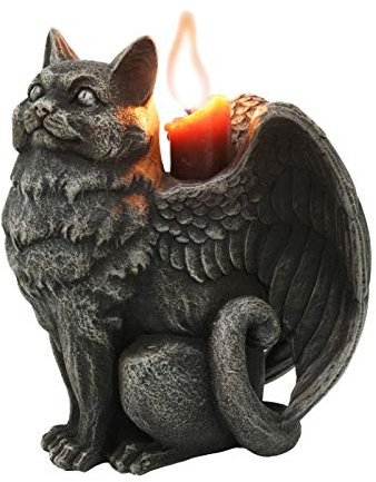 Pacific Giftware Winged Angel Cat Standing Gargoyle Candle Holder