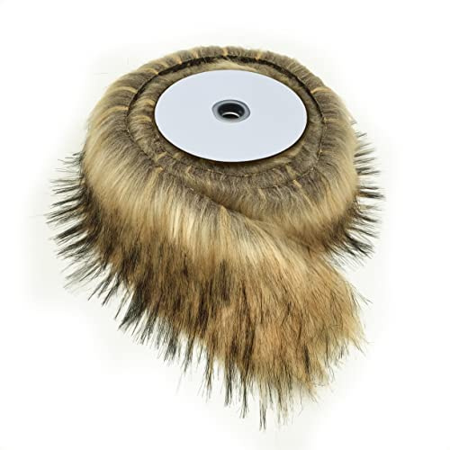 Furryvalley Fuskpäls trim hallon räv pälsband hantverk lurvig rand för tofflor fransar fransar 2 meter (naturligt brun)