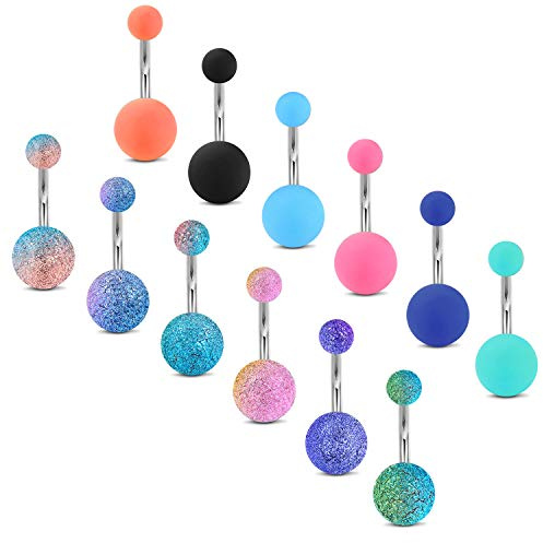 incaton 14G Piercing Ombligo Pack Anillo de Ombligo de Acero Inoxidable Set Barbell Ombligo Bares Cuerpo Joyas Piercing 14G