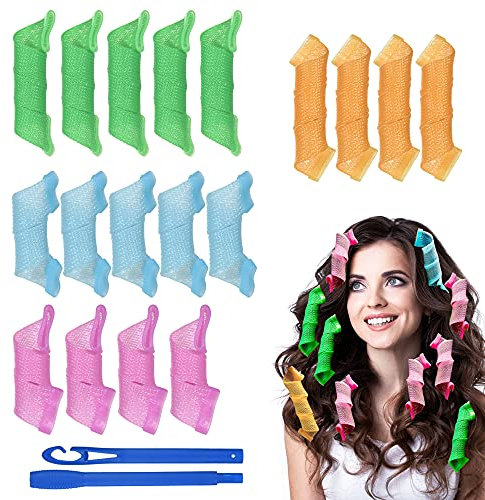 URAQT Bigodini per Styling Capelli, 18 PCS Spirale Flessibili (15cm e 25cm), con 1 Set di Ganci