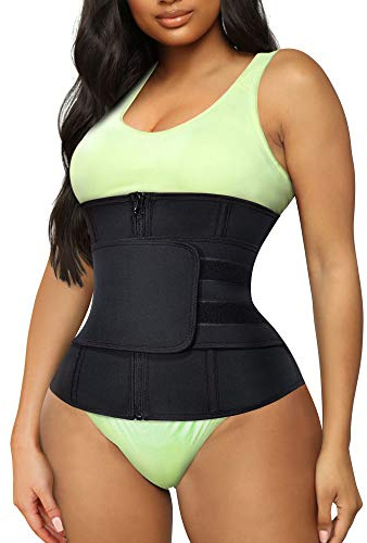 Chumian Kvinnors svettbälte växthus midja cincher korsett bantning bukbälte neopren (svart, M)