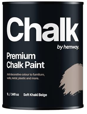 Hemway Chalk Paint Soft Khaki Beige Furniture Paint 1L, Matt Finish Shabby Chic, Chalk Furniture & Walls, Quick Dry & 1 Coat