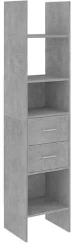 vidaXL Bücherregal Wandregal Standregal Aktenregal Raumteiler Büroregal Regal Aufbewahung Bücherschrank Betongrau 40x35x180cm Holzwerkstoff