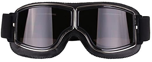 TMDGG Retro Outdoor Motorradbrille Vintage Motocross Brille Sport Leder Radfahren Dirt Bike Sonnenbrille (Farbe: Schwarz Box Grau)
