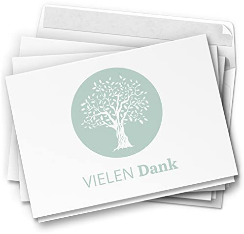 10 Dankeskarten mit Umschlag - Motiv Baum schlicht edel - moderne Klappkarten Danksagungen, Danke sagen, bedanken, Dankeschön Karten
