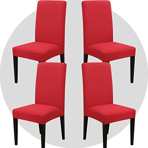 ZHILING Stuhlhussen Bezüge Set von 4 Super Fit Stretch abnehmbare waschbare Esszimmerstuhl Protector Cover Sitzbezug für Hotel, Esszimmer, Zeremonie, Bankett Hochzeitsfeier(Rot)