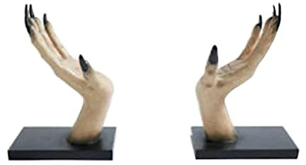 Witchy Hand Book Stand Novel Contemporary Book Shelf Decor Hands Sculpture Bookend Set Halloween Resin Witch Hand Shelf Ornaments Sortierstation Holz (Black, One Size)