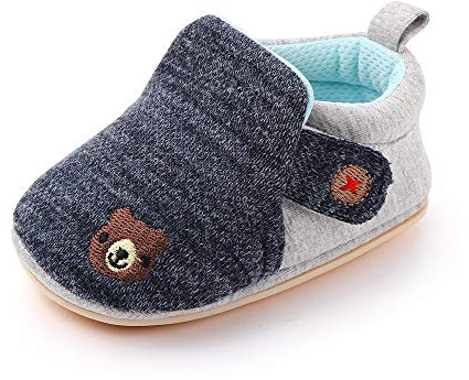 Cheerful Mario tofflor för baby, pojkar, flickor, lära-gå-skor, krypskor, småbarn, crib skor, marinblå, 18-21 månader