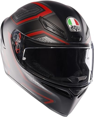 AGV - K1 S AGV E2206, Motorrad Helm, ECE Vollvisier Motorradhelm, Racing Style mit Aerodynamischem Spoiler, Kratzfestem Visier, 190° Sichtfeld, mit Intercom Ready | Schützender Fahrkomfort