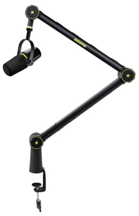 Shure MV7+ Podcast Mikrofon-Verbessertes Audio, LED-Touchpanel by Gator Deluxe Podcast Gelenk-Mikrofonarm mit Kabelkanal, schwarz (SH-BROADCAST1)