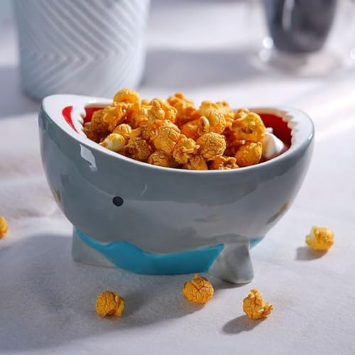 DDMDBYHRY Cuenco de ataque de tiburón de 40 onzas, sin plomo, cuenco de cerámica para palomitas de maíz, bonito cuenco personalizado, materiales seguros para alimentos, apto para microondas, horno