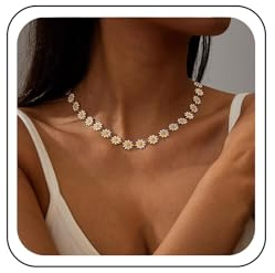 TseenYi Gänseblümch Blume Halskette Halskette Süße Gänseblümchen Weiß Emaille Sonnenblume Choker Schmuck