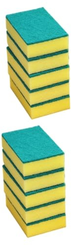 minkissy 10pcs Multifunctional Kitchen Cleaning Sponge Double-Sided Scouring Pad for Bathroom Dishwashing