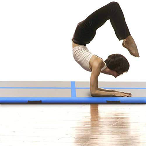 qohoio Aufblasbare Gymnastikmatte mit Pumpe 500x100x10 cm Trainingsmatte Turnmatte TurngeräTe Aufblasbare Gymnastikmatte PVC Blau