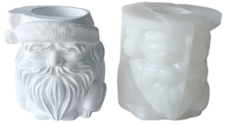 Molde De Silicona Para Hormigón Papá Noel Maceta Arcilla Cemento Moldes Yeso Bricolaje Hogar Jardín Macetas Portavelas Para Fundición Resina Cemento Y