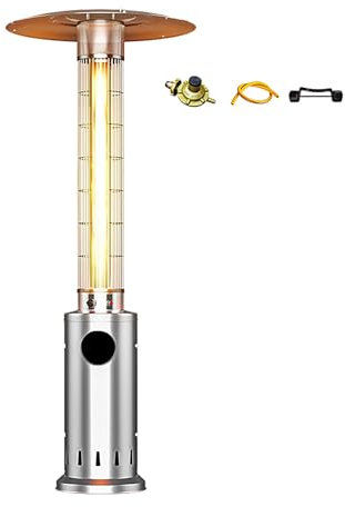Fungo Riscaldante per Esterno, Riscaldatore da Esterno con Ruote, Riscaldatore a Gas con Dispositivo di Tripla Protezione per Uso Interno ed Esterno 2 Colori(Gray)