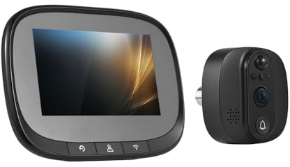 Swokely Cámara de timbre inteligente, 2.4 GHz WiFi Cámara de visor, aplicación Tuya, cámara de timbre inalámbrica de detección de movimiento PIR nocturna para el hogar, timbre de visor recargable
