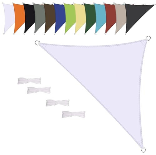 Vela ombreggiante Triangolare 3x3x4.3m Impermeabile Tenda a Vela Parasole Protezione Solare Anti UV per Giardino Esterno Terrazza-Bianco