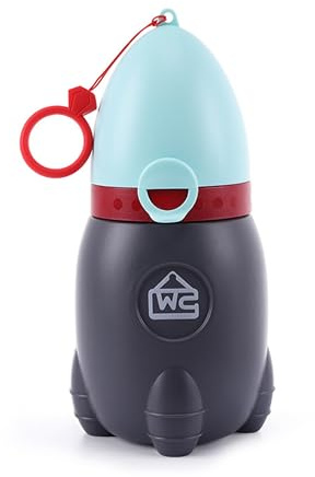 ED-Lumos Töpfchen Reise-Urinal Tragbares Pinkeltraining Notfalltoilette für Camping Auto Reisen im Freien Park Kinder Jungen Mädchen Rakete Design Grau und Hellblau 370ML